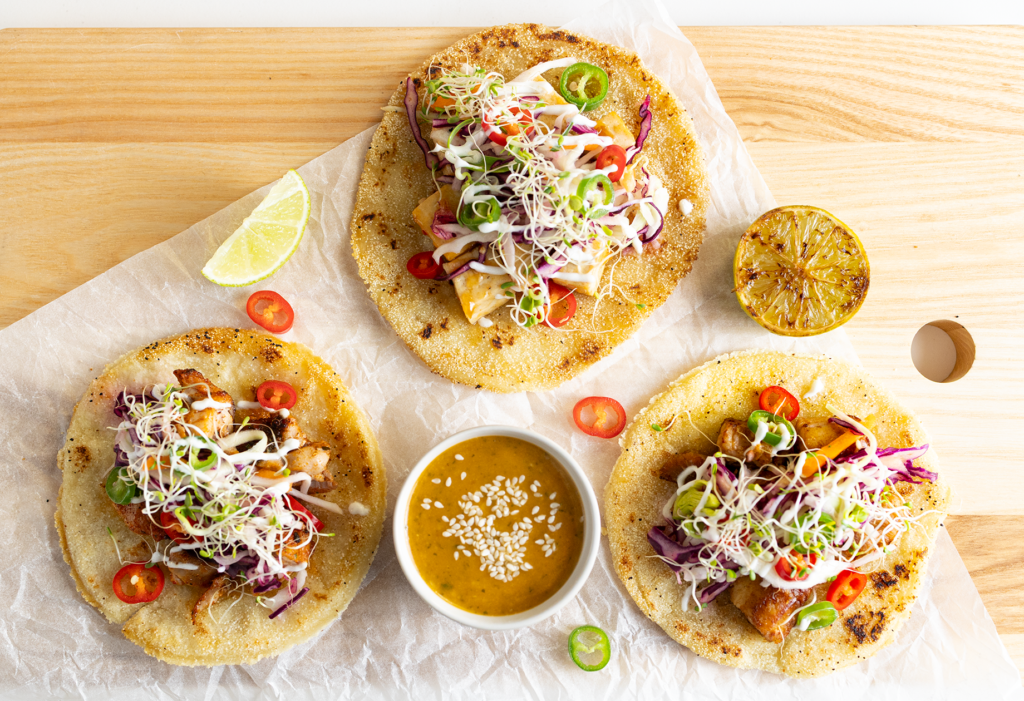 Potato tacos with three different filling options