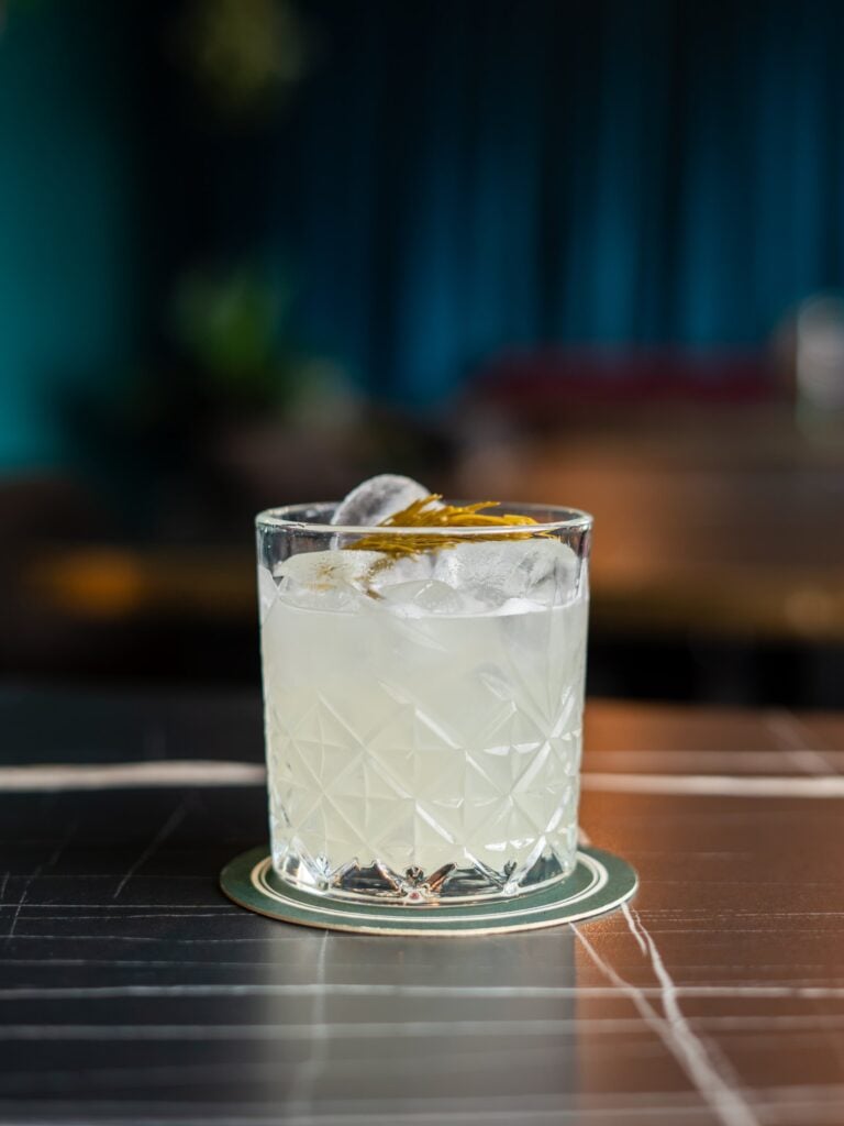 Cloudy drink in a glass